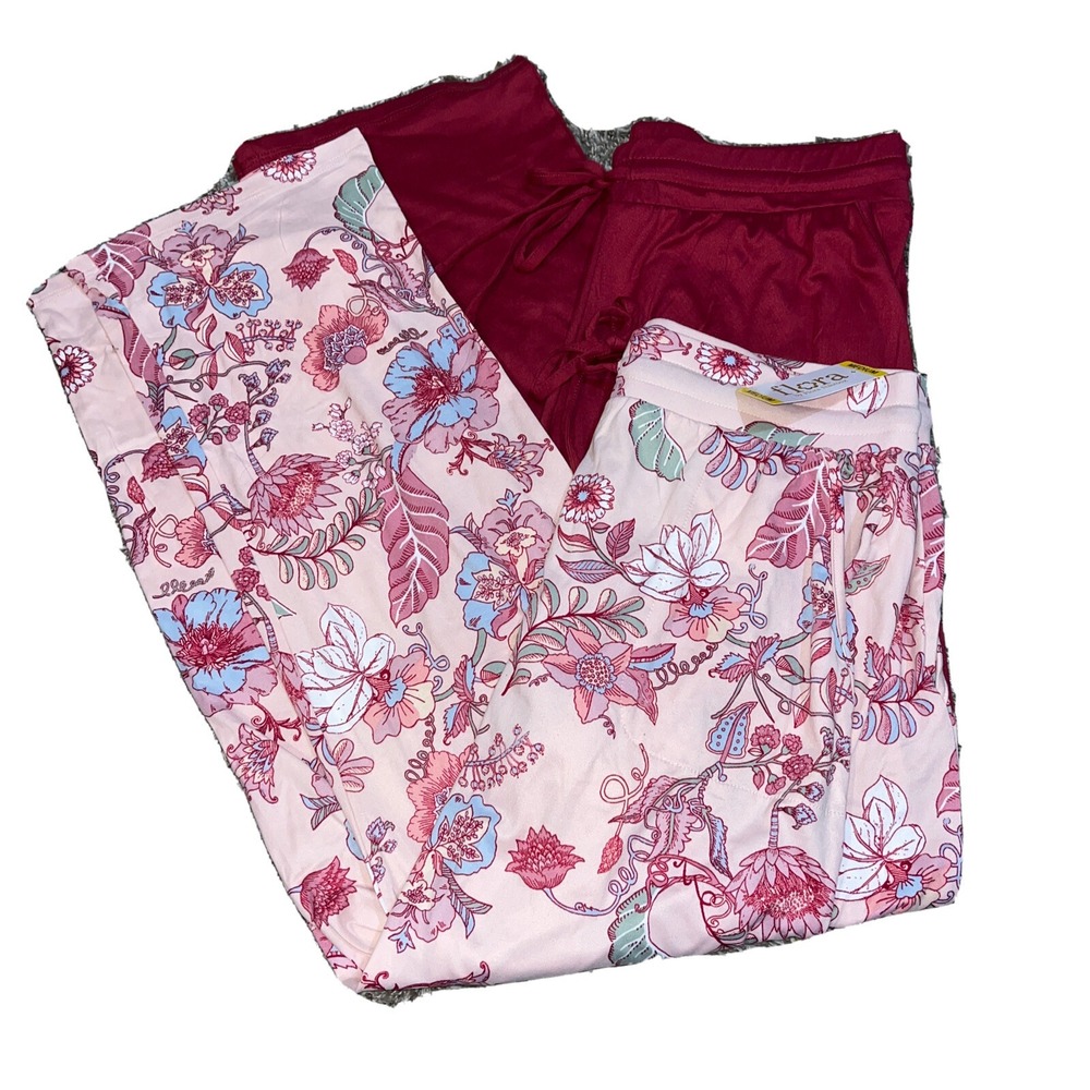 NWT Women's Raspberry FLORA NIKROOZ 2 Pack Sleep Lounge Pants Size Medium